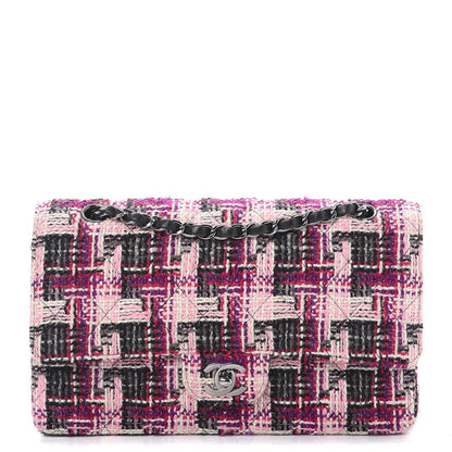 Chanel Tweed Quilted Medium Double Flap Pink Black 1 of 12