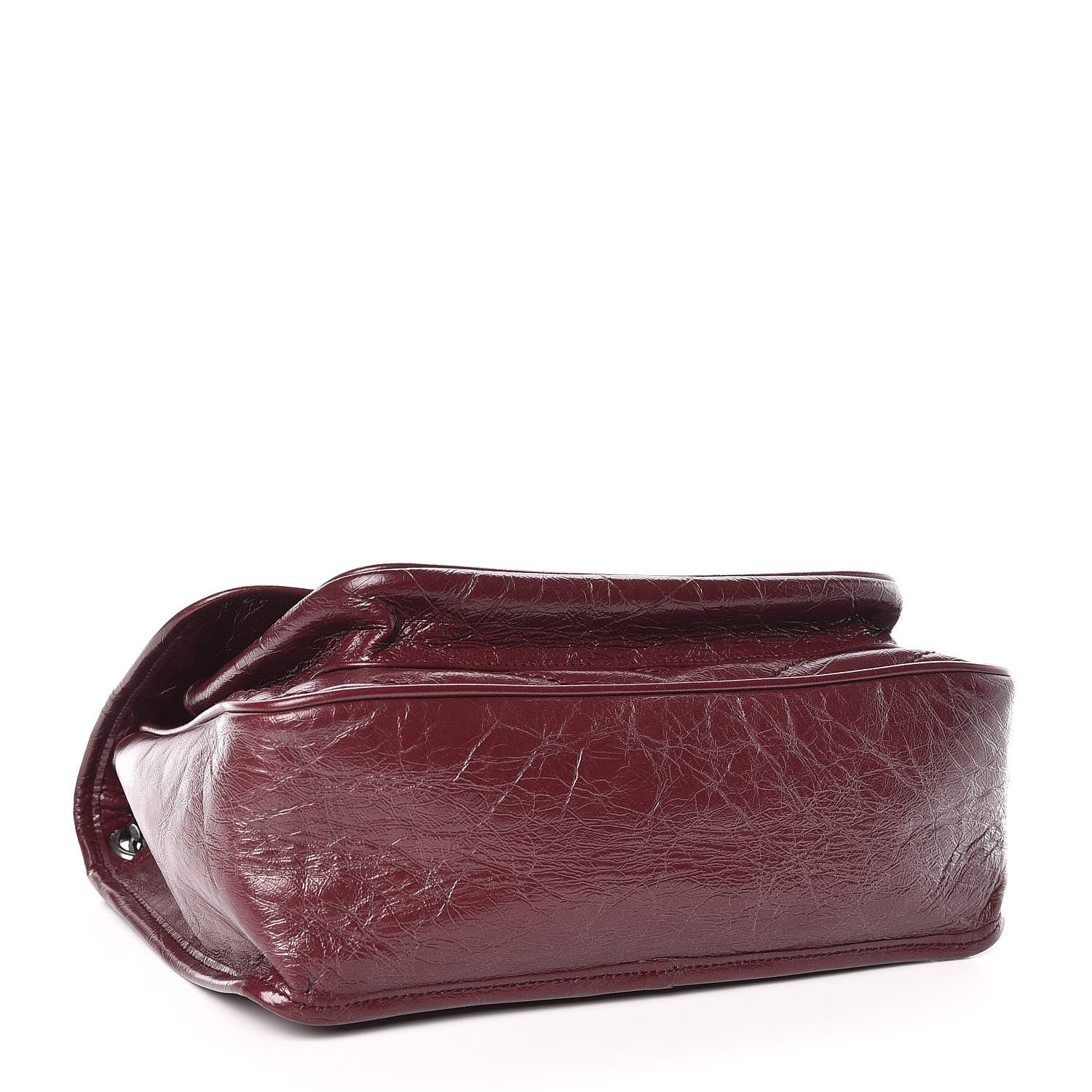 Saint Laurent Crinkled Calfskin Matelasse Monogram Medium Niki Chain Satchel Burgundy 4 of 14