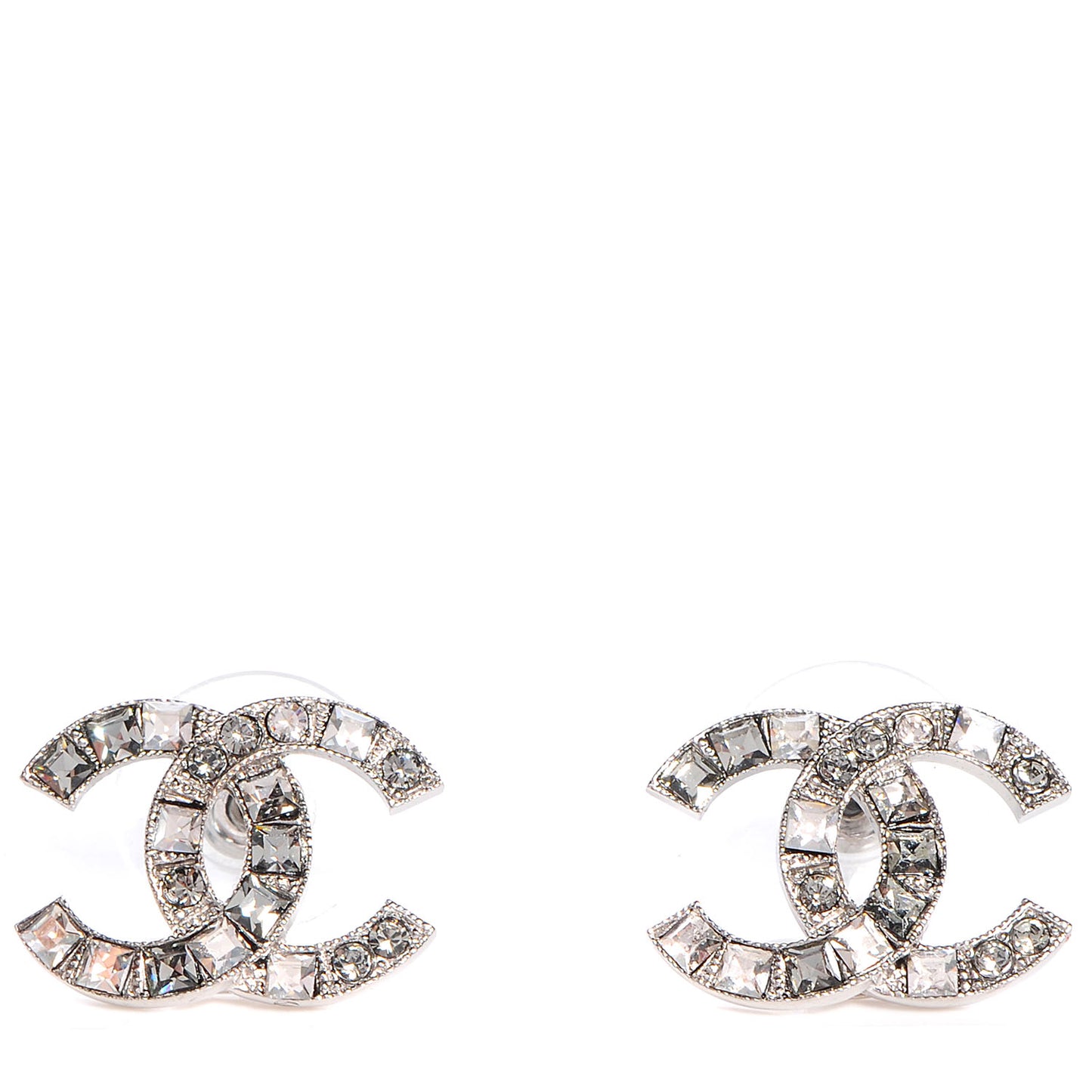 Crystal Baguette CC Earrings Grey