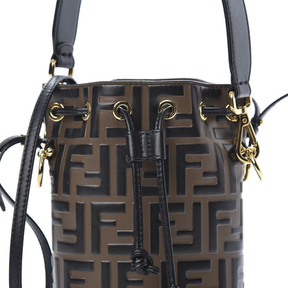 Fendi Vitello Liberty F is Fendi Bi-Color FF 1974 Embossed Mini Mon Tresor Bucket Bag Maya Black 8 of 11
