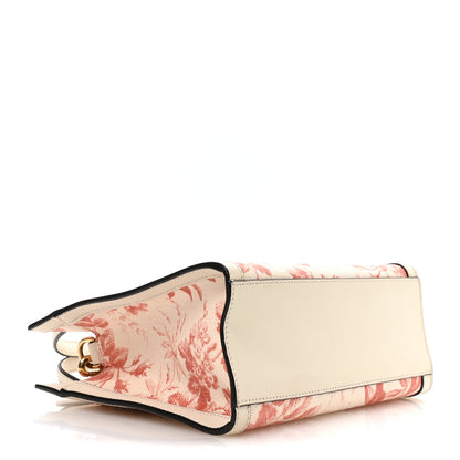 Gucci Canvas Herbarium Print Ribbon Top Handle Bag Pink White 4 of 10