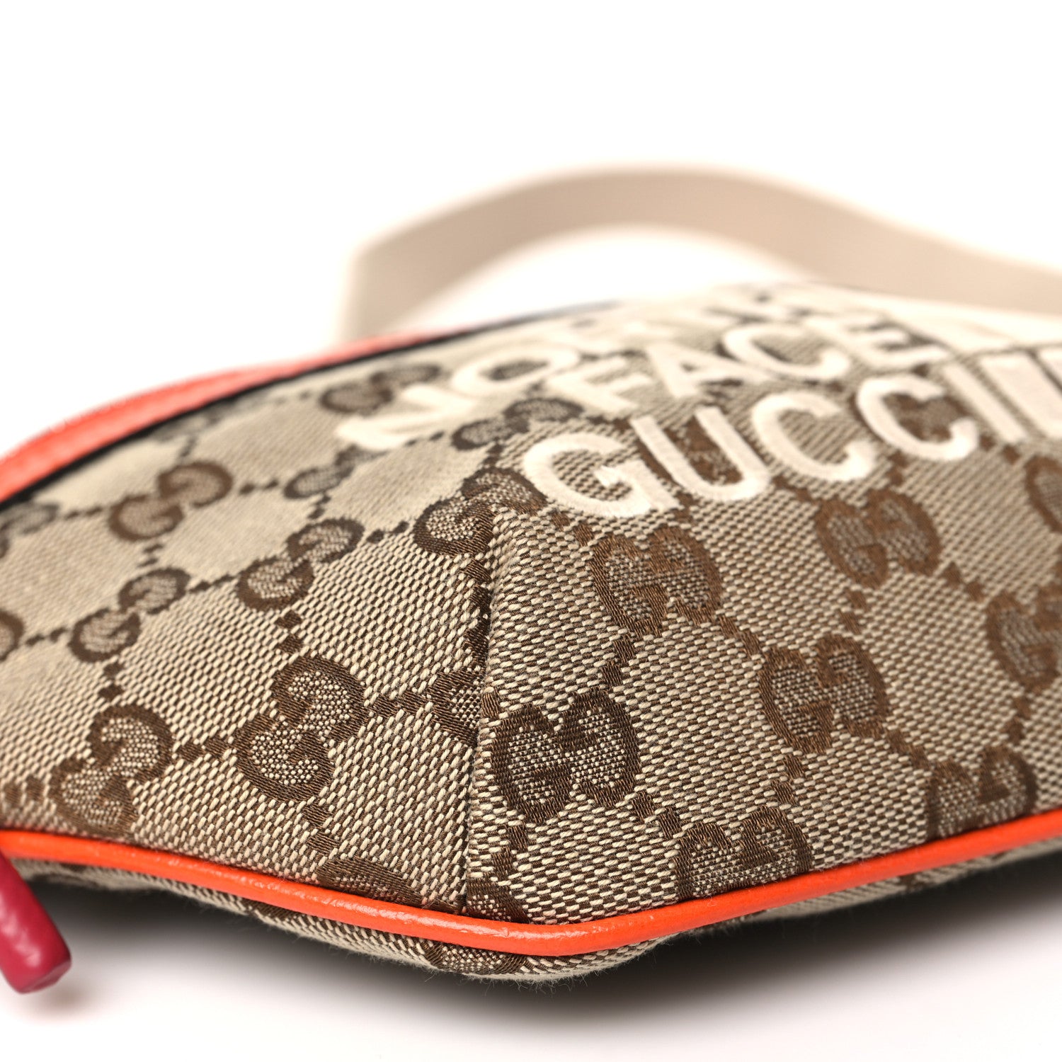 Gucci X THE NORTH FACE Monogram Textured Dollar Calfskin Embroidered Belt Bag Beige Ebony Mystic White Deep Orange 10 of 11