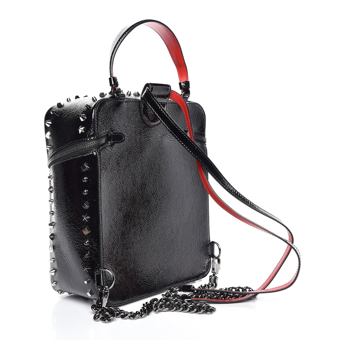 Textured Patent Calfskin Rubylou Backpack Black