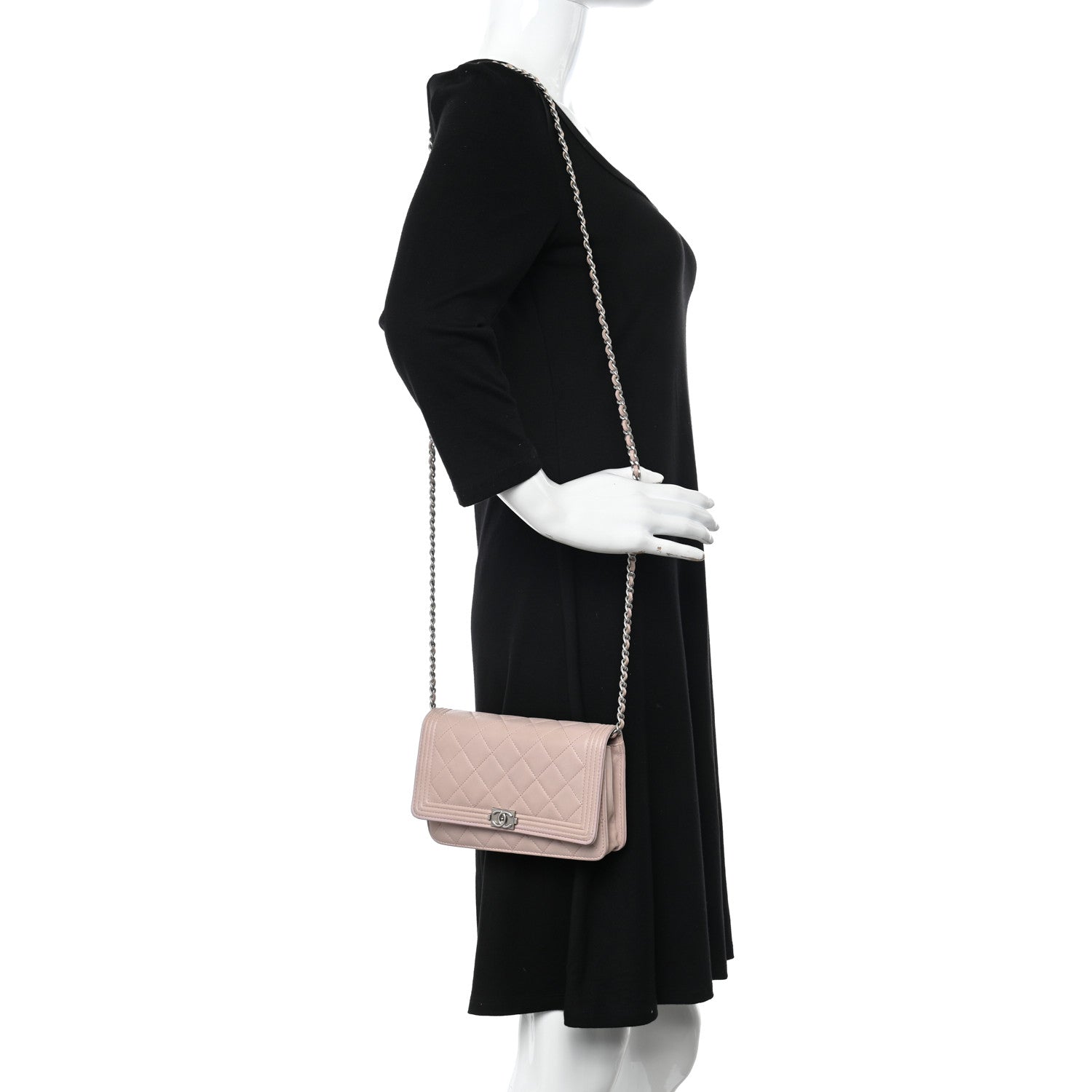 Chanel Lambskin Quilted Boy Wallet On Chain WOC Pink 2 of 13