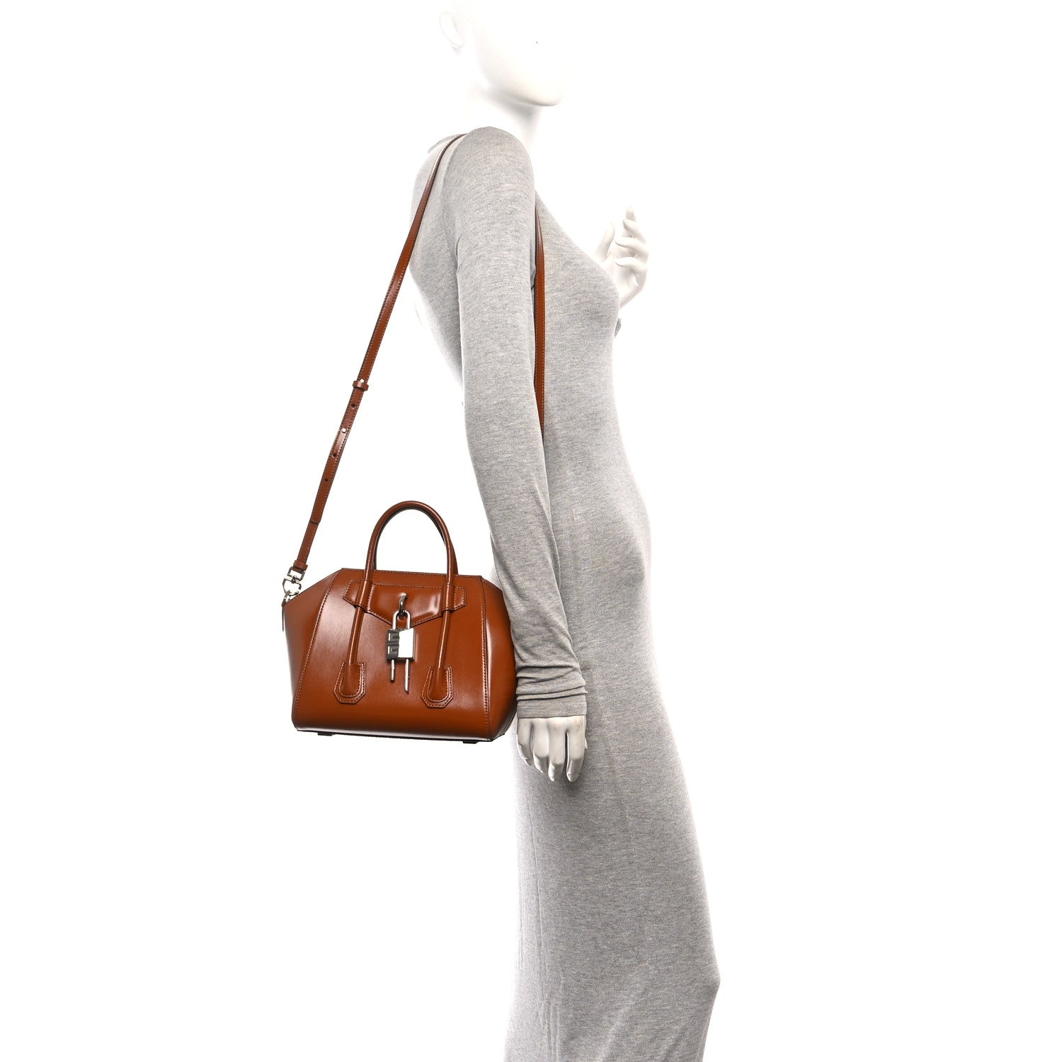 Givenchy Box Calfskin Mini Lock Antigona Shoulder Bag Beige Chestnut 2 of 10