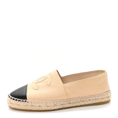 Chanel Lambskin CC Espadrilles 37 Beige Black 1 of 10
