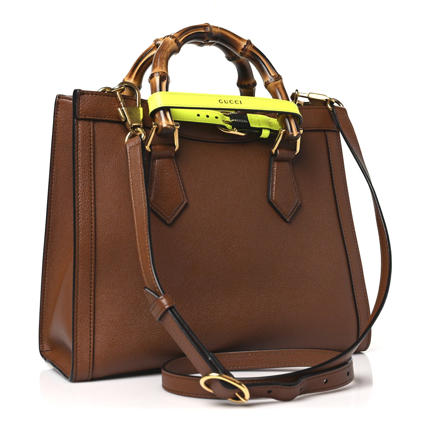 Wonka Grain Calfskin Small Diana Tote Bag Cuir Yellow Fluo