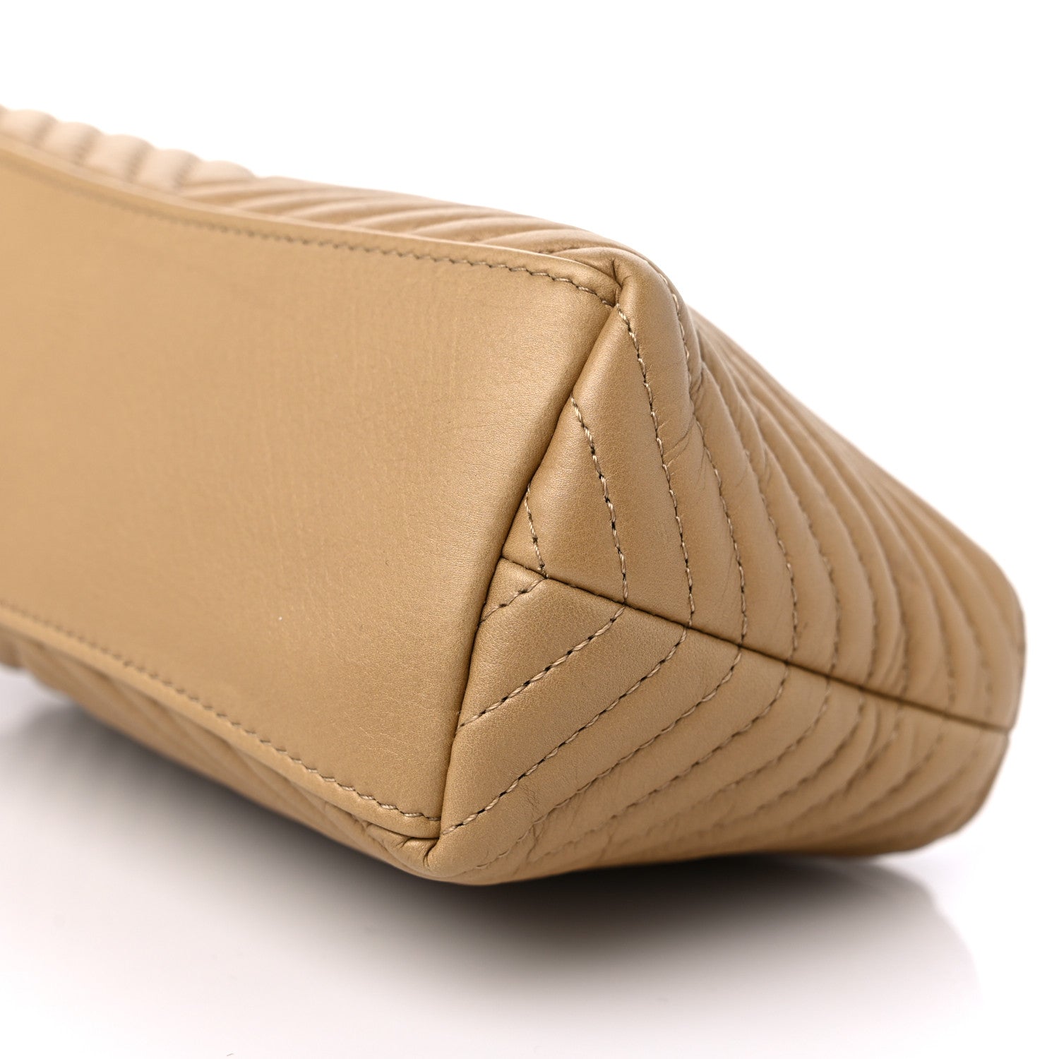 Chanel Aged Calfskin Chevron Boy Cosmetic Pouch Beige 10 of 10