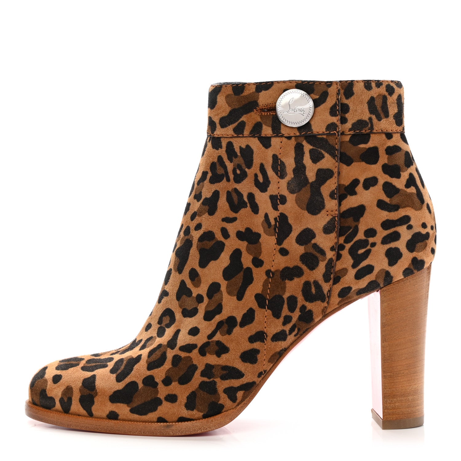 Christian Louboutin Veau Velours Rio Leopard Print Janis 85 Booties 39 Caramel 1 of 11