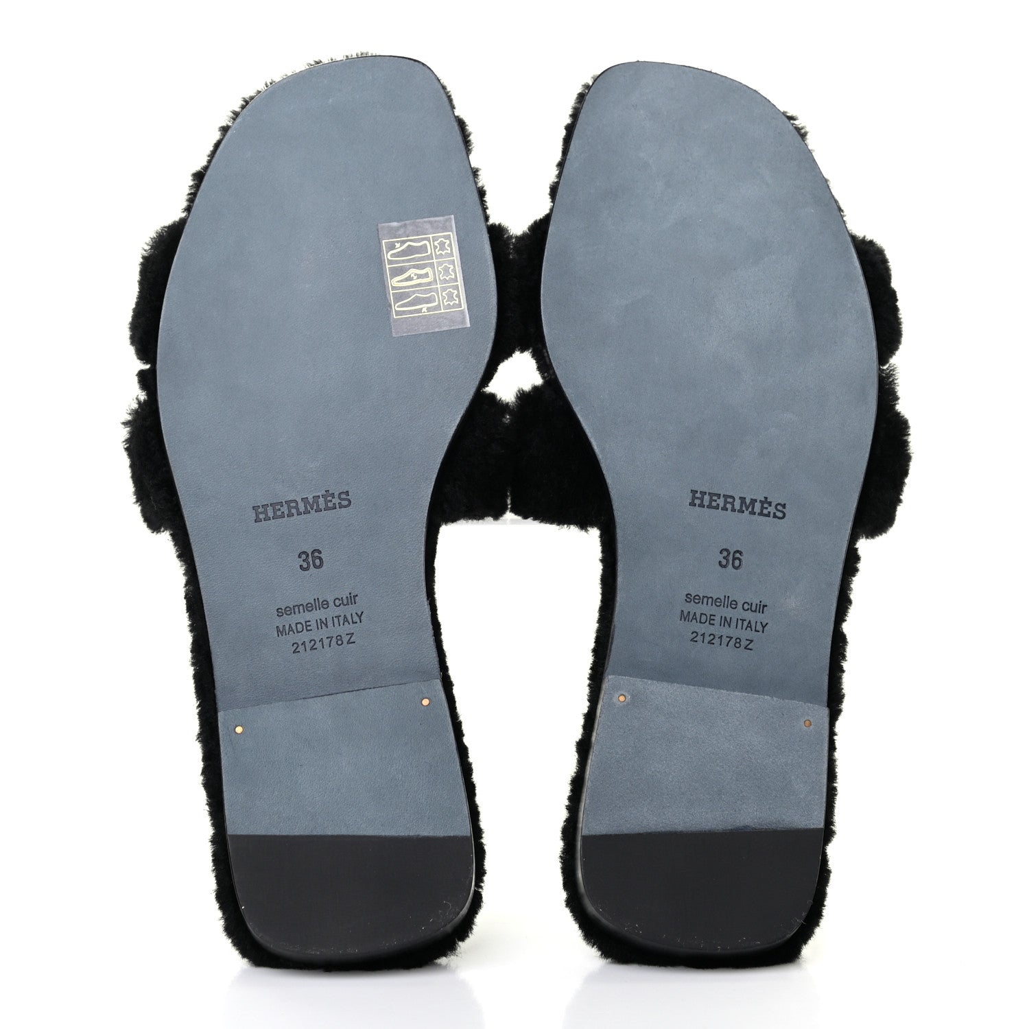 Hermes Woolskin Oran Sandals 36 Black 5 of 7