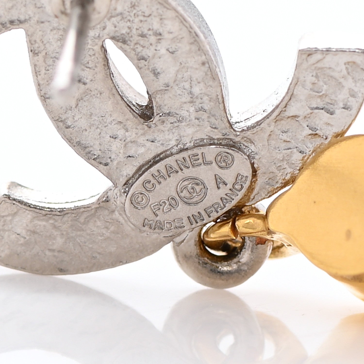 Chanel Crystal Star Drop CC Earrings Silver Gold 4 of 4
