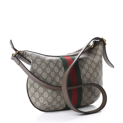 Gucci GG Supreme Monogram Web Small Ophidia Half Moon Hobo Brown 3 of 15