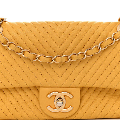 Chanel Calfskin Chevron Quilted Small Surpique Flap Yellow 8 of 11