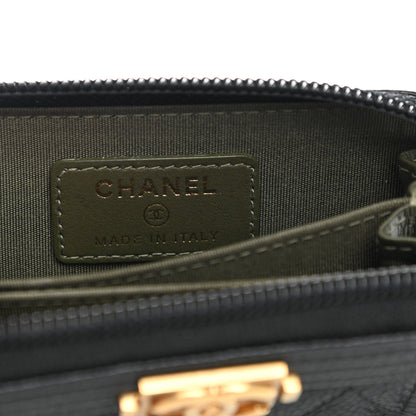 Chanel Caviar Quilted Boy Zip Around Coin Purse Wallet Black 6 of 7