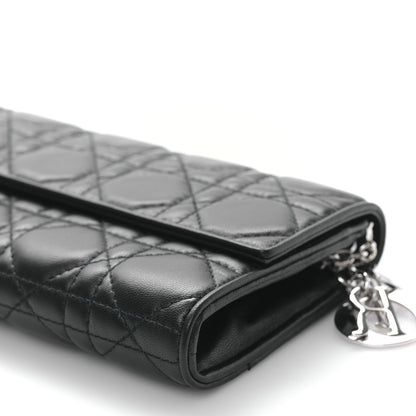 Christian Dior Lambskin Cannage Lady Dior Rendezvous Wallet On Chain Black 9 of 9