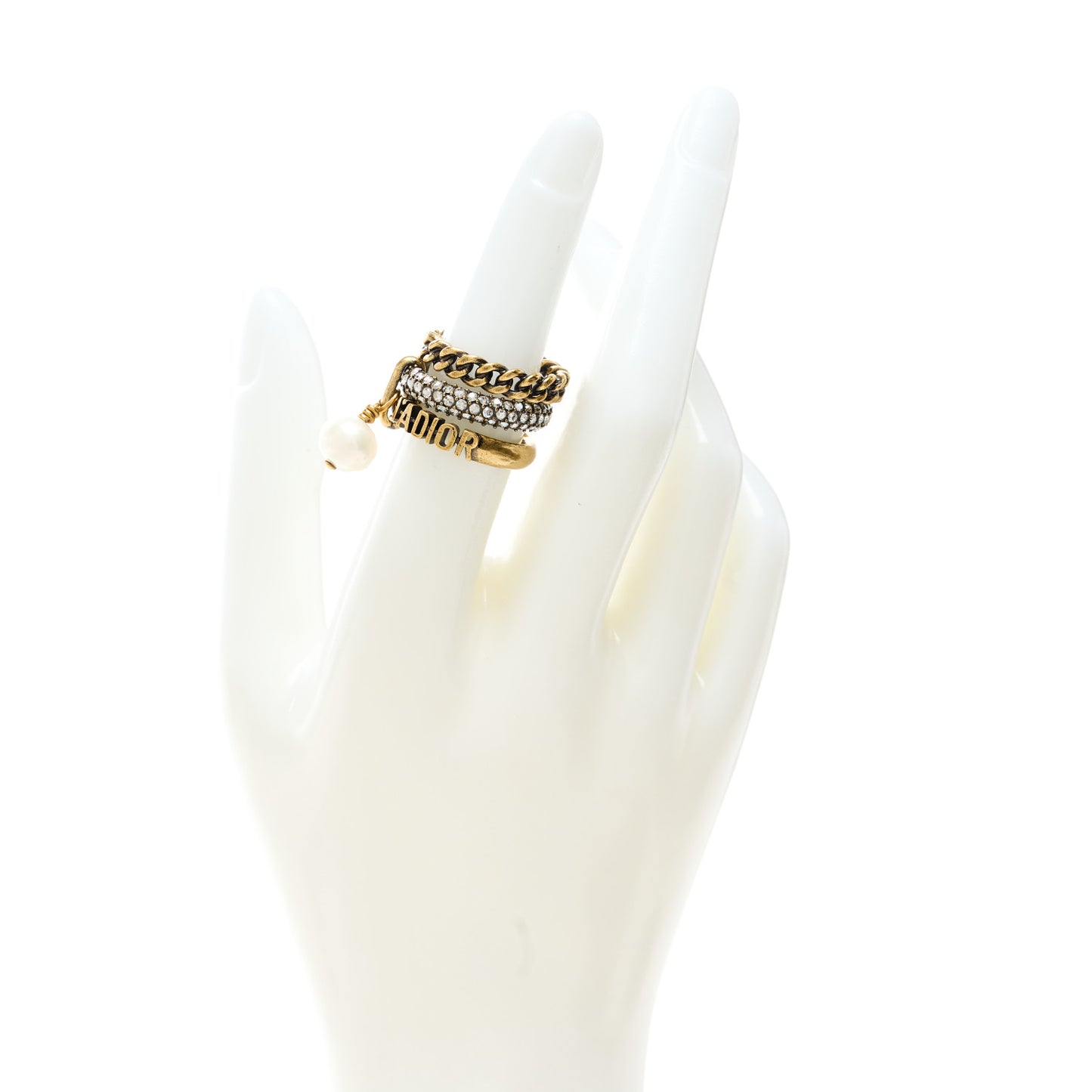 Crystal Pearl Chain J'adior Ring S 50 5.25 Gold