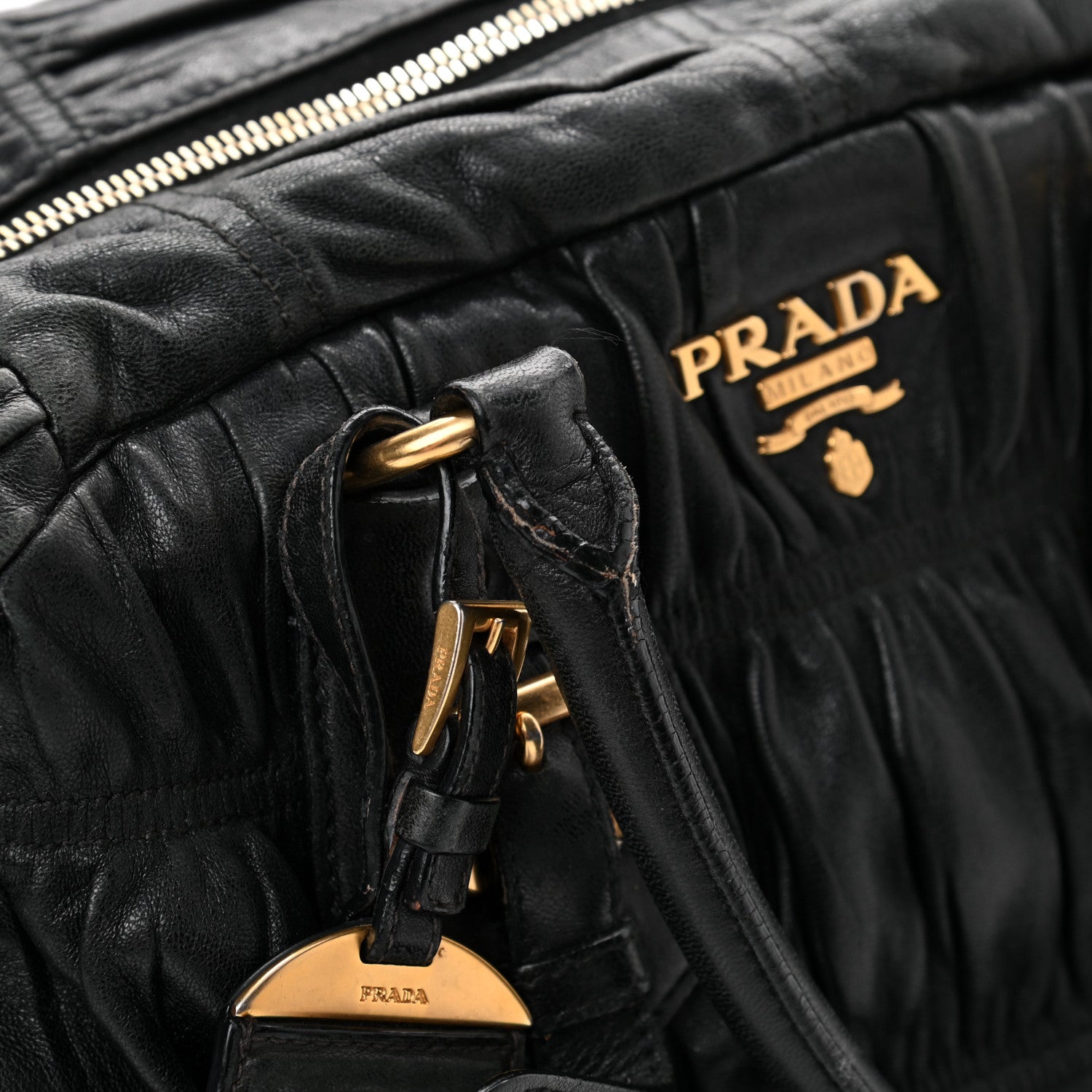 Prada Nappa Gaufre Buckle Bowler Black 14 of 20