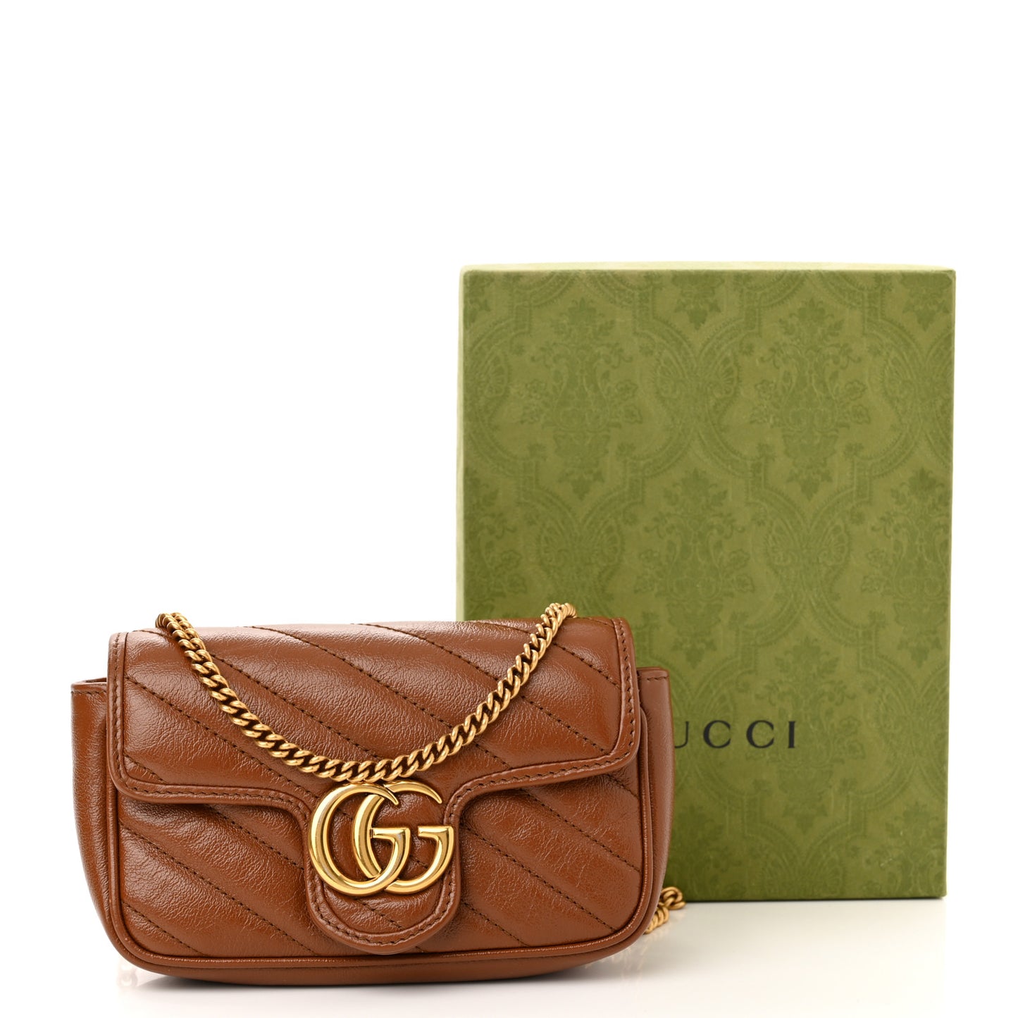 Azalea Calfskin Matelasse Diagonal Super Mini GG Marmont Shoulder Bag Cuir