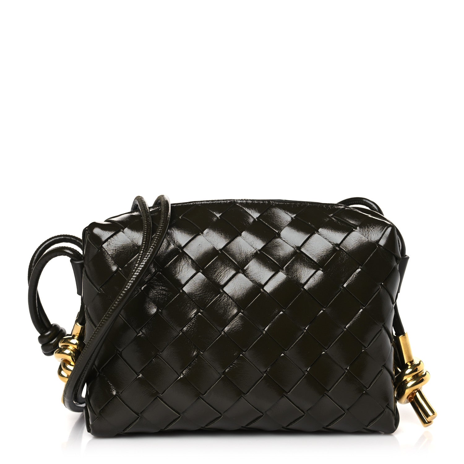 Bottega Veneta Polished Nappa Intrecciato Knot Mini Loop Camera Bag Kaki 1 of 8