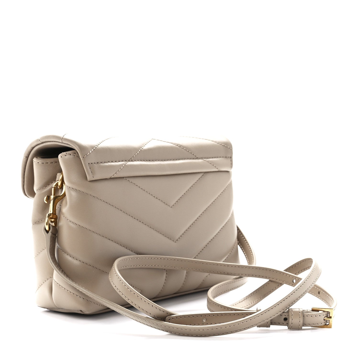 Saint Laurent Calfskin Y Quilted Monogram Toy Loulou Crossbody Bag Latte 3 of 13