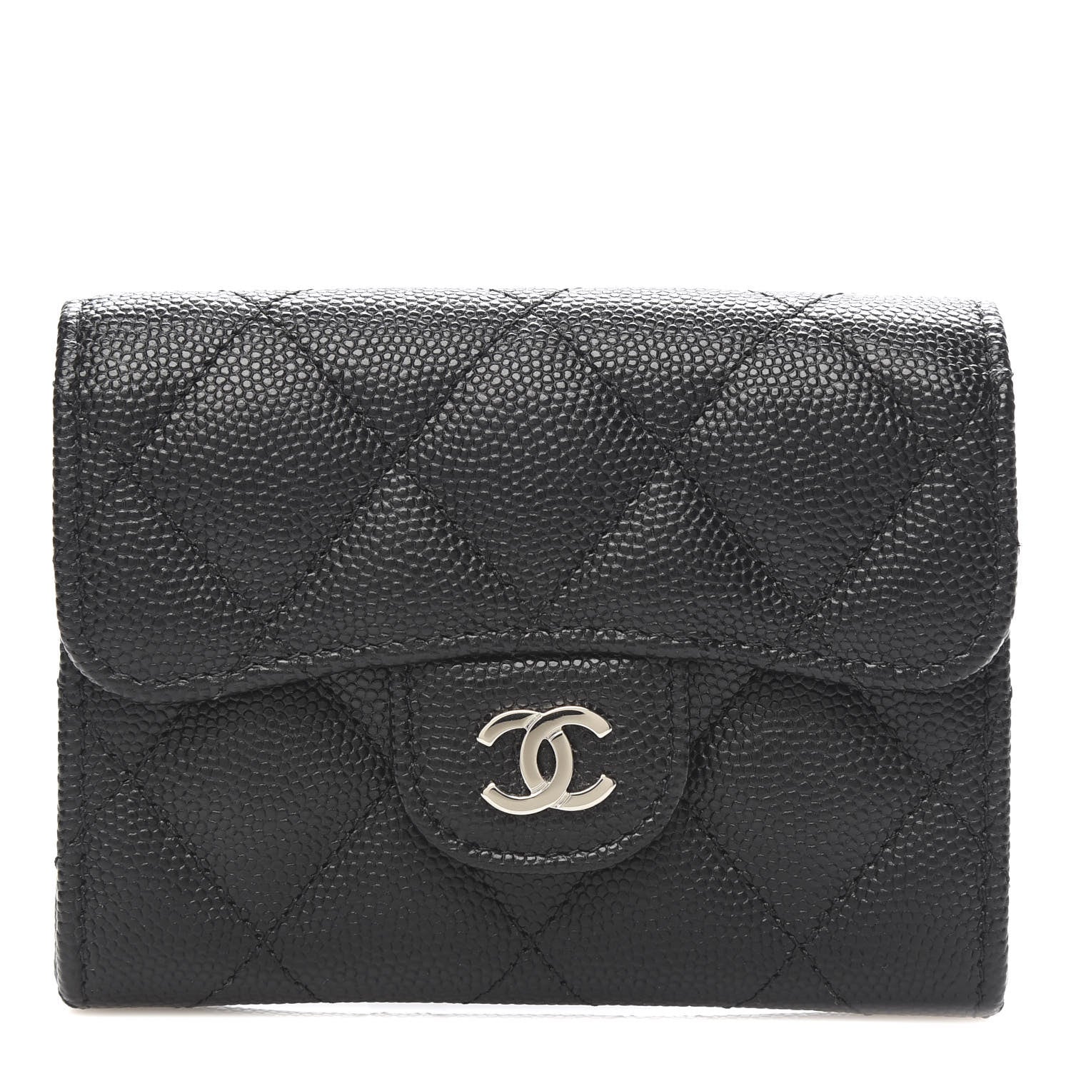 Chanel Caviar Quilted Flap Card Holder Wallet Black 1 of 9