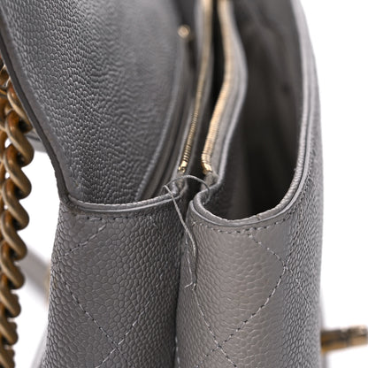 Chanel Grained Calfskin Stitched Flap Grey 11 of 12
