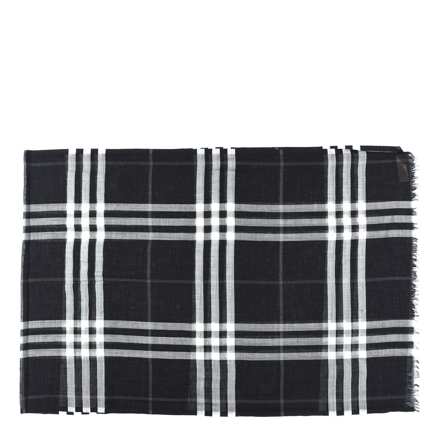 Burberry Silk Wool Check Lightweight Scarf Black 2 of 5