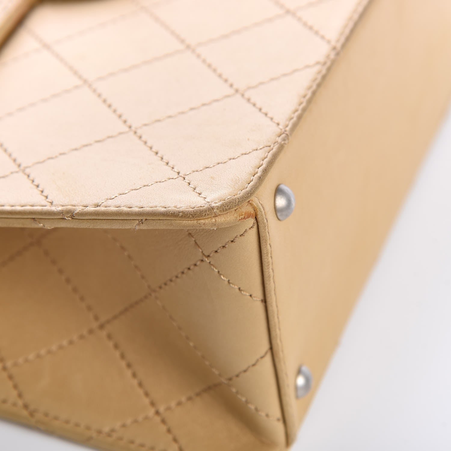 Chanel Lambskin Stitched Jumbo Single Flap Beige 10 of 13