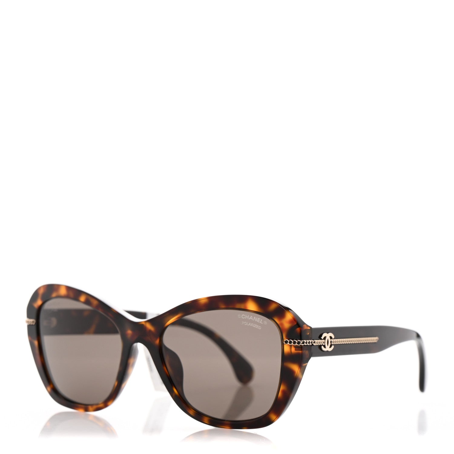 Chanel Acetate Polarized CC Butterfly Sunglasses 5510 Dark Tortoise Dark Tortoise 1 of 8
