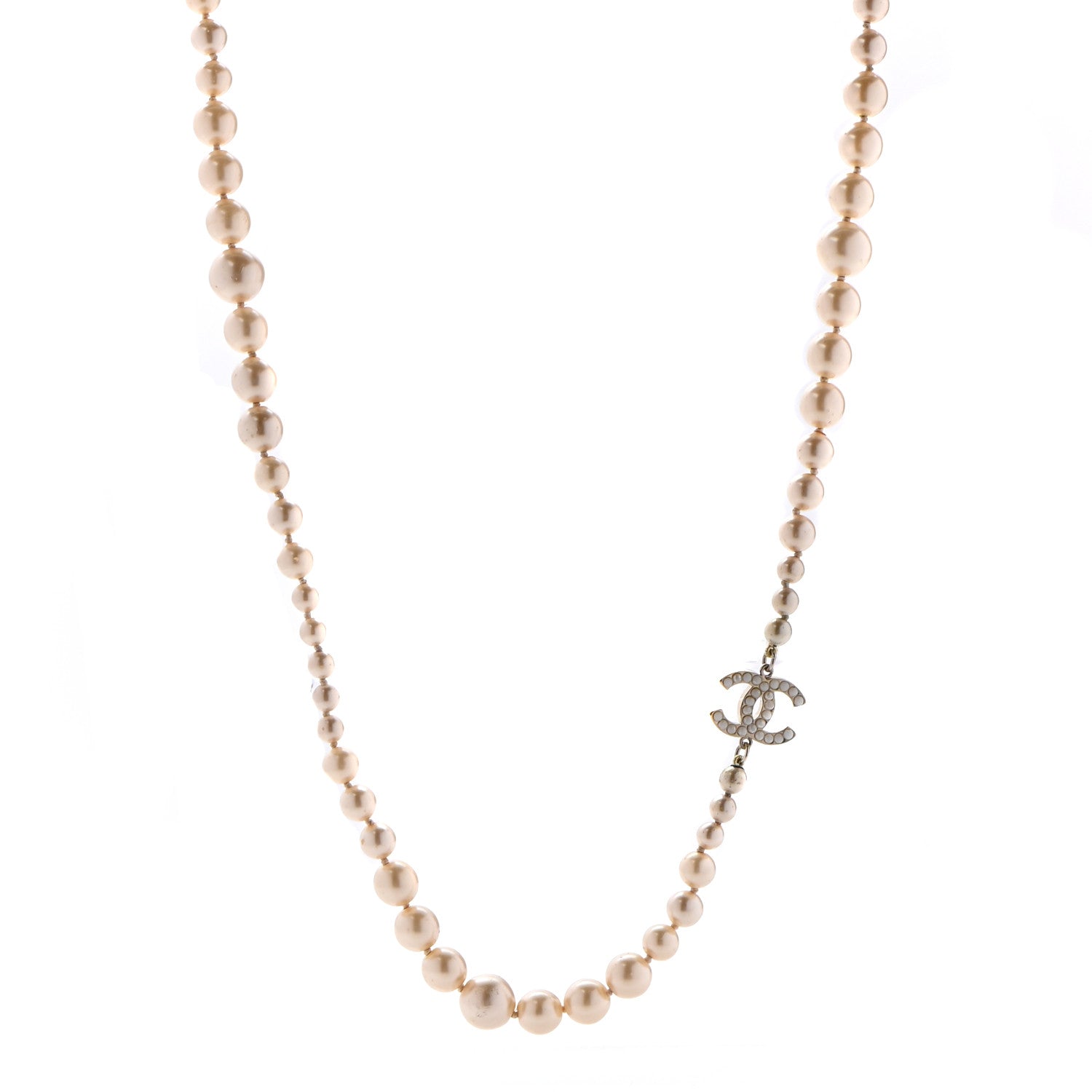 Chanel Graduated Pearl CC Long Necklace Gold 1 of 8