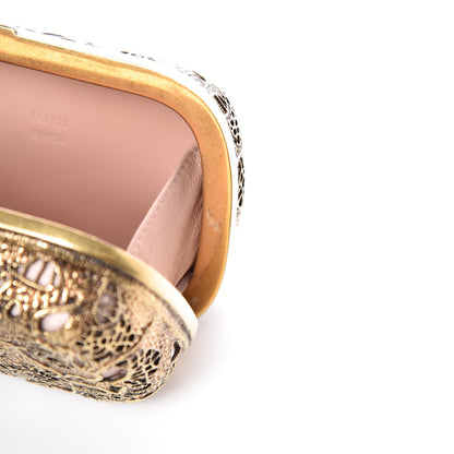 Alexander McQueen Metal Filigree Crystal Embellished Duchesse Skull Box Clutch Gold 9 of 14
