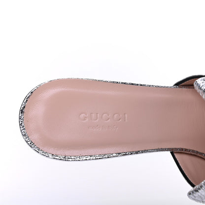 Gucci Galassia GG Marmont Fringe 75mm Slide Sandals 38.5 Argento 7 of 8