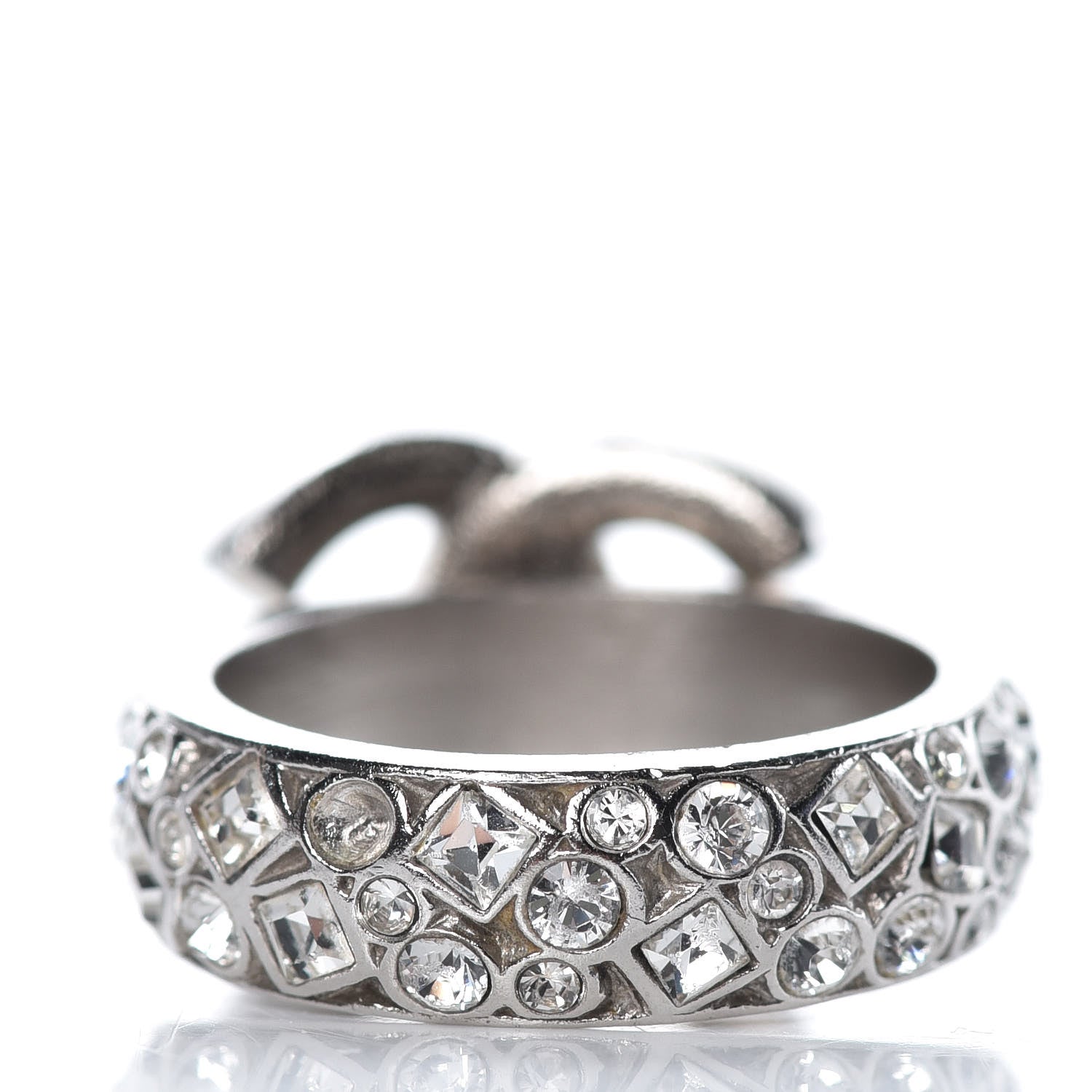 Chanel Crystal CC Ring 5.25 Silver 4 of 7