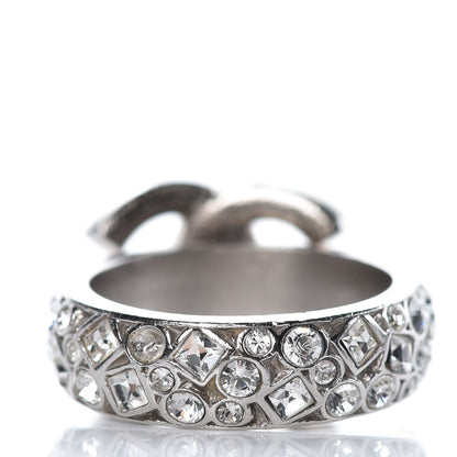 Chanel Crystal CC Ring 5.25 Silver 4 of 7