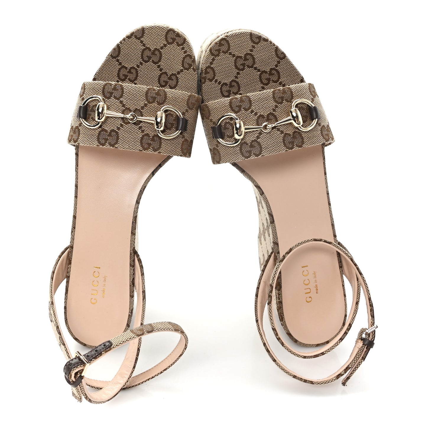 Monogram Nappa Chalotte Horsebit Ankle Strap 75mm Flatform Sandals 41 Beige Ebony 41 Beige Ebony