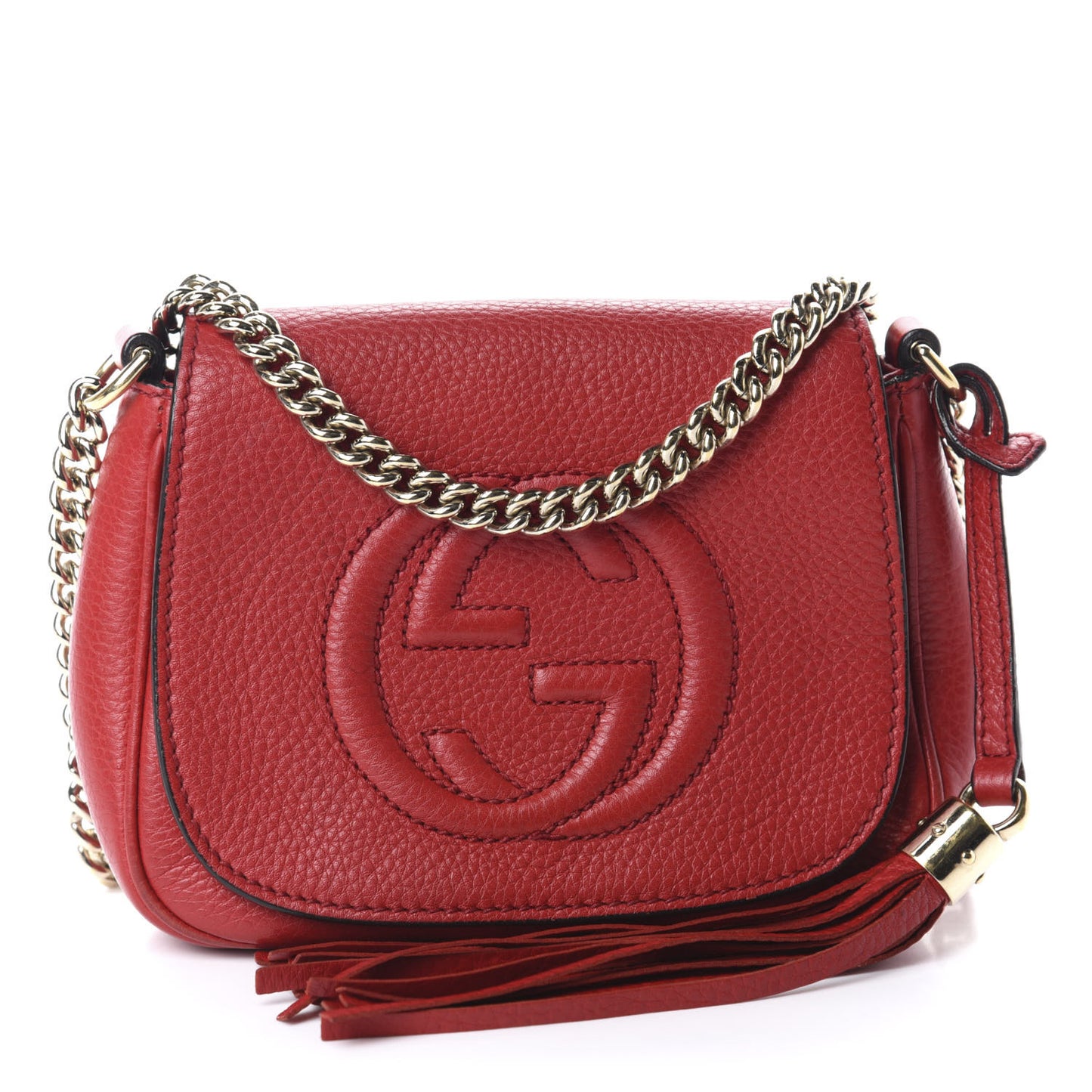 Pebbled Calfskin Small Soho Flap Crossbody Red