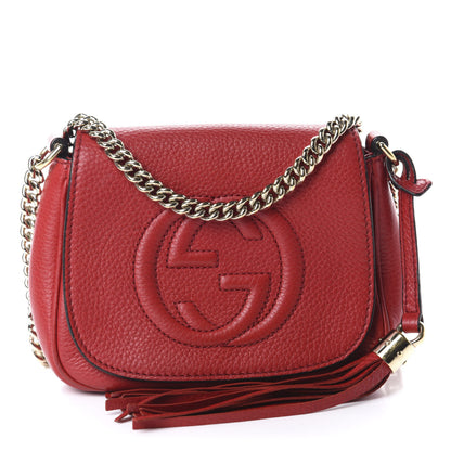 Gucci Pebbled Calfskin Small Soho Flap Crossbody Red 1 of 12