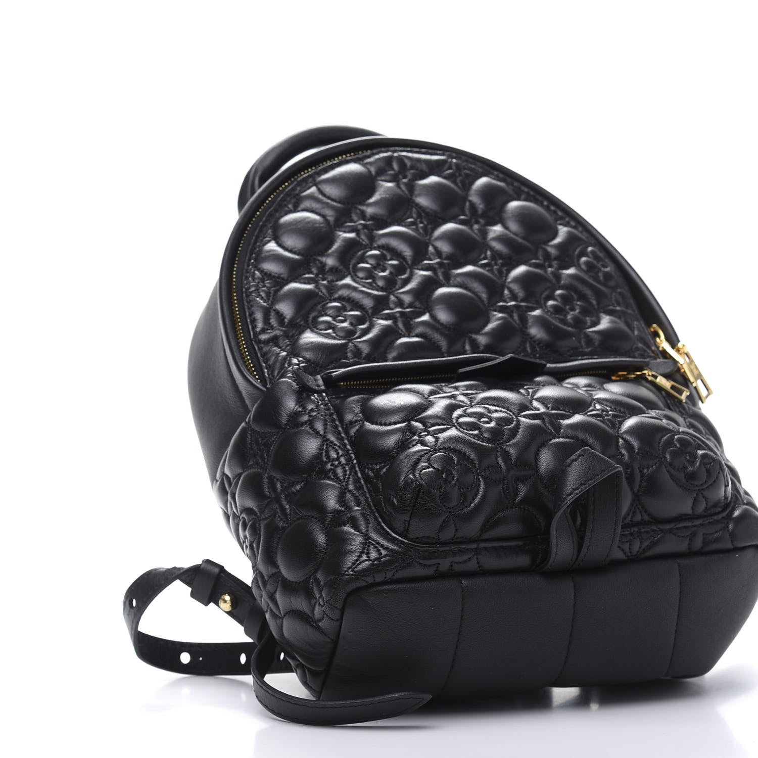Louis Vuitton Lambskin Flower Quilted Palm Springs Backpack PM Black 7 of 9
