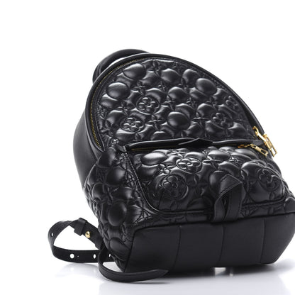 Louis Vuitton Lambskin Flower Quilted Palm Springs Backpack PM Black 7 of 9