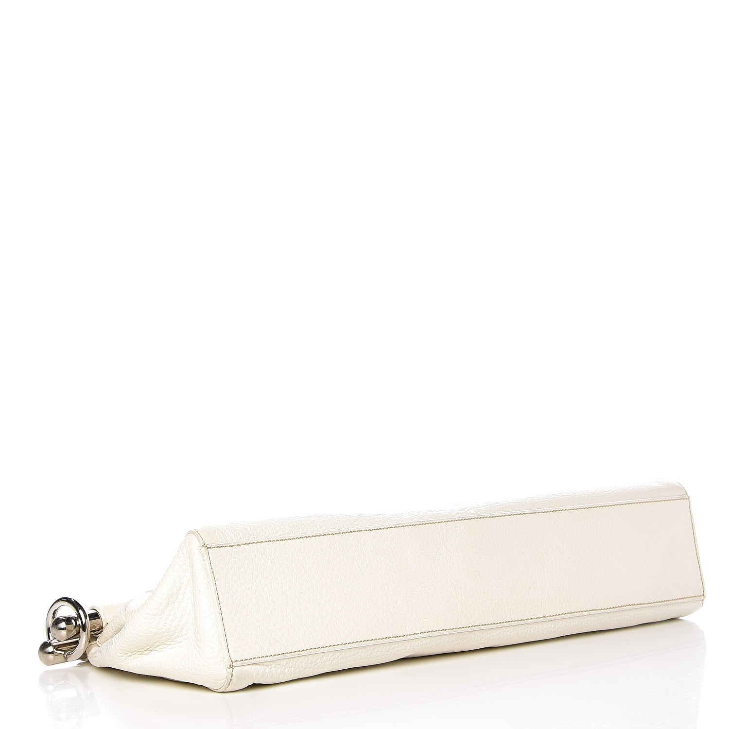 Prada Vitello Daino Metal Bar Handle Clutch Bag White 4 of 9
