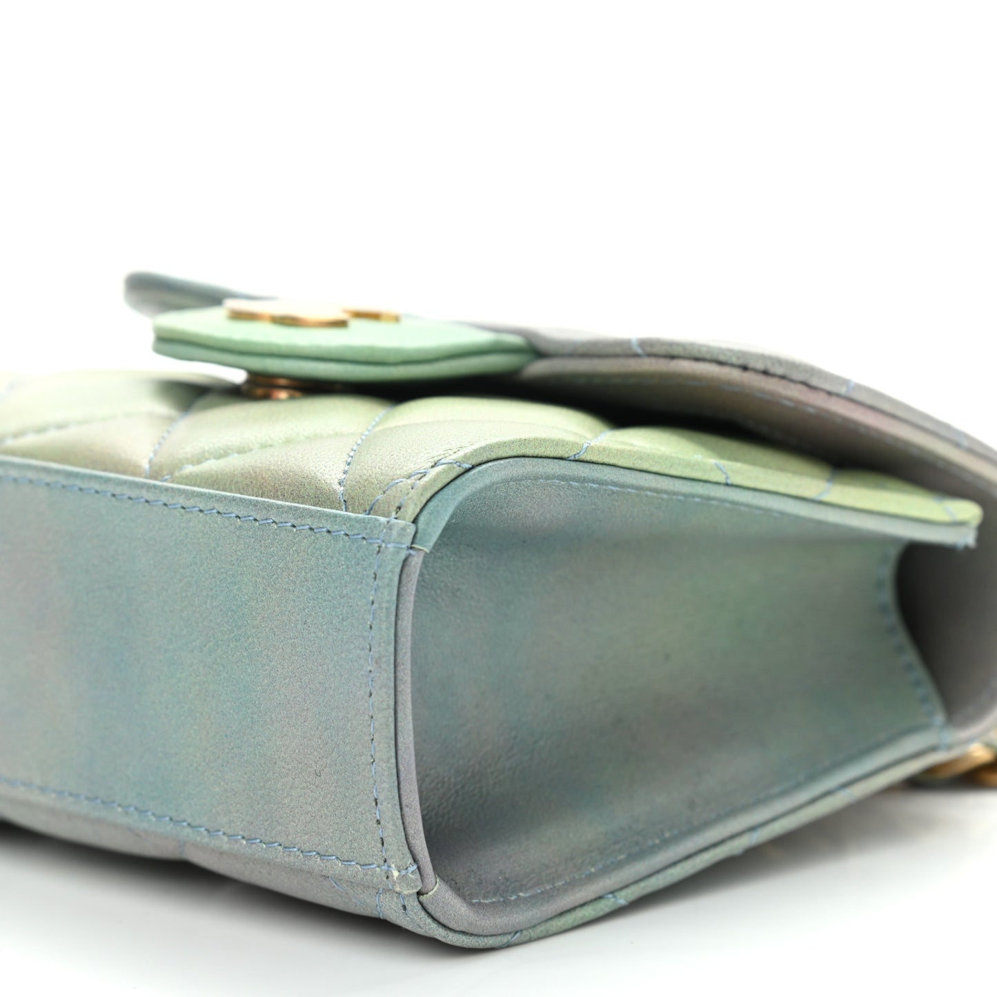 Lambskin Quilted Ombre Top Handle Flap Clutch With Chain Green Purple