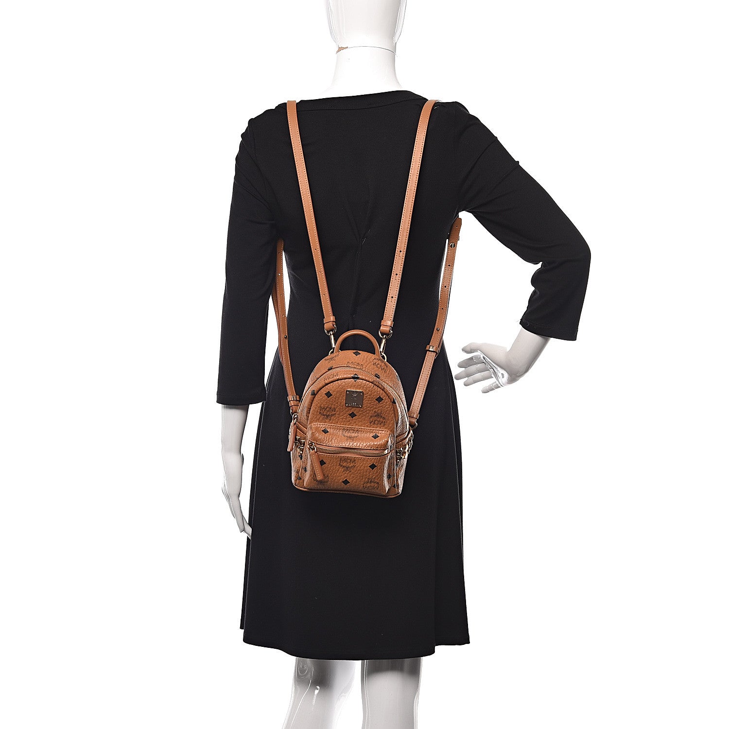 MCM Visetos Side Stud X-Mini Stark Backpack Cognac 2 of 11