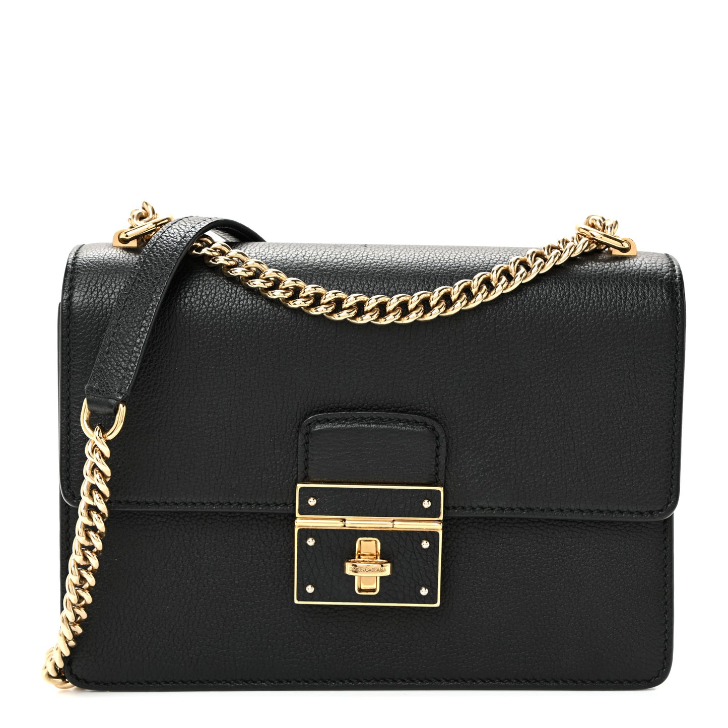 Grained Calfskin Rosalia Shoulder Bag Black