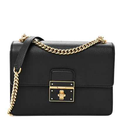 Dolce & Gabbana Grained Calfskin Rosalia Shoulder Bag Black 1 of 9