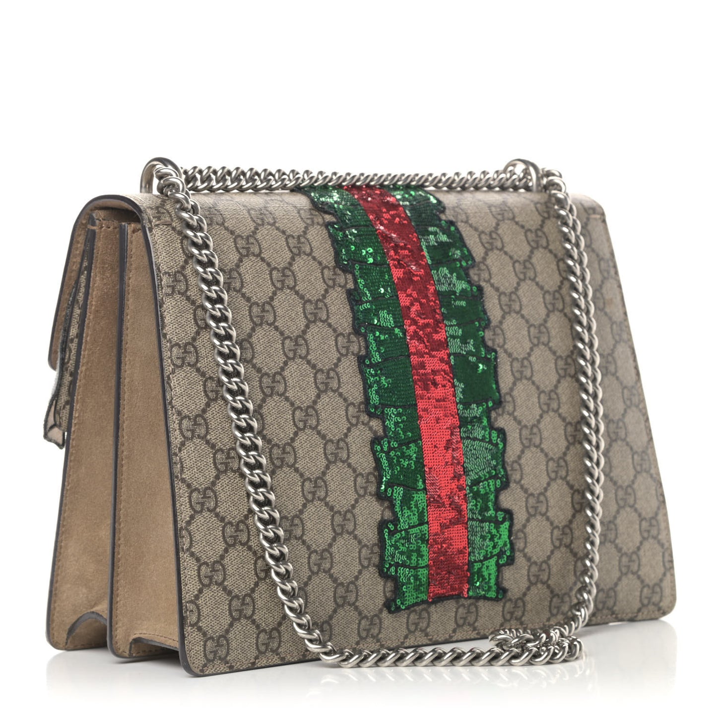GG Supreme Monogram Lightning Embroidered Medium Dionysus Shoulder Bag Beige