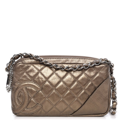 Chanel Metallic Aged Calfskin Quilted Cotton Club Pochette Bronze 1 of 12