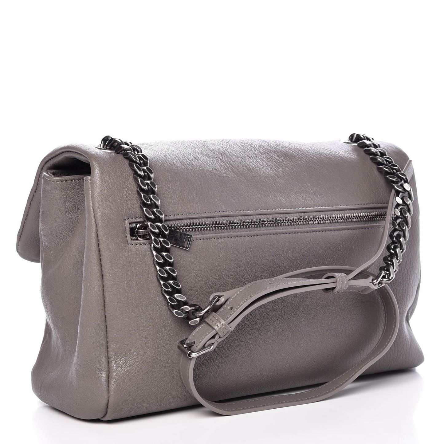 Sheepskin Medium West Hollywood Monogram Fold-Over Bag Grey