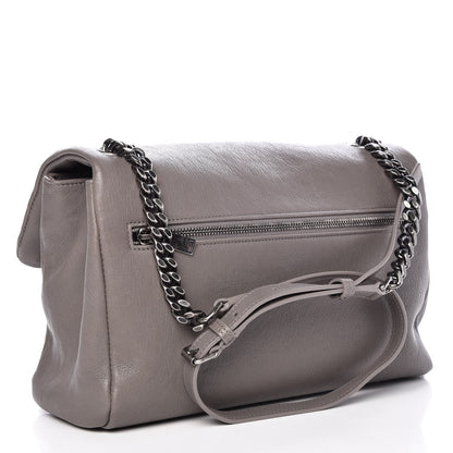 Saint Laurent Sheepskin Medium West Hollywood Monogram Fold-Over Bag Grey 3 of 9