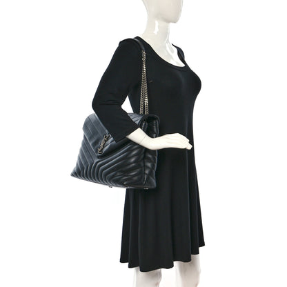 Saint Laurent Calfskin Y Quilted Monogram Medium Loulou Chain Satchel Black 2 of 9