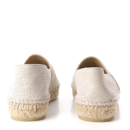 Chanel Crackled Calfskin Espadrilles 38 Beige Black 6 of 9
